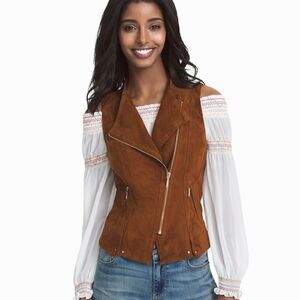 Hal Rubinstein Brown Asymmetrical Zip Leather Vest Size Small